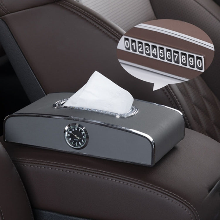 Car Clock Tissue Box Multi-Function Vehicle Instrument Table Paper Towel Box, Style: