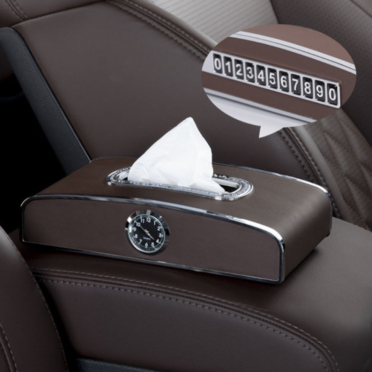 Car Clock Tissue Box Multi-Function Vehicle Instrument Table Paper Towel Box, Style:
