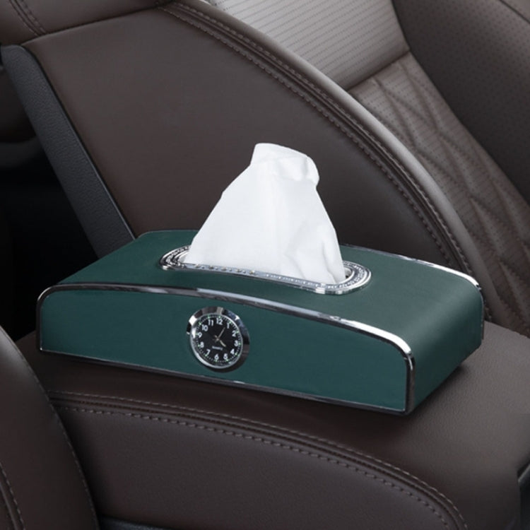 Car Clock Tissue Box Multi-Function Vehicle Instrument Table Paper Towel Box, Style: