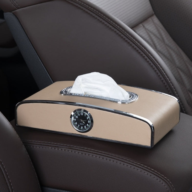 Car Clock Tissue Box Multi-Function Vehicle Instrument Table Paper Towel Box, Style: