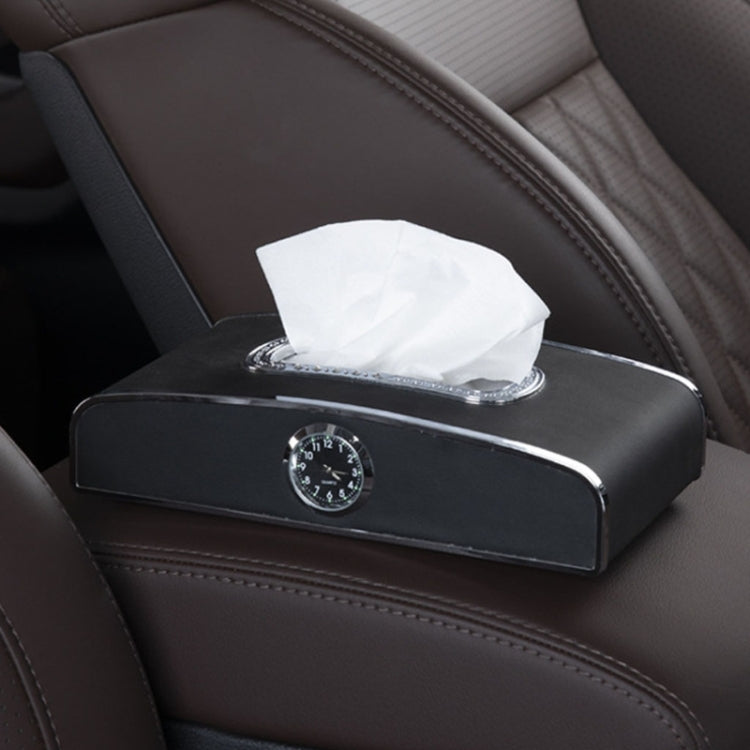 Car Clock Tissue Box Multi-Function Vehicle Instrument Table Paper Towel Box, Style: