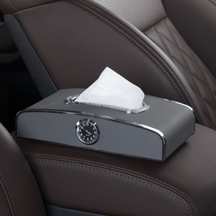 Car Clock Tissue Box Multi-Function Vehicle Instrument Table Paper Towel Box, Style: