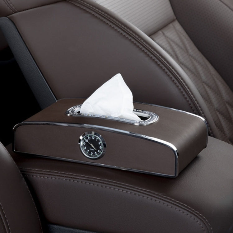 Car Clock Tissue Box Multi-Function Vehicle Instrument Table Paper Towel Box, Style:
