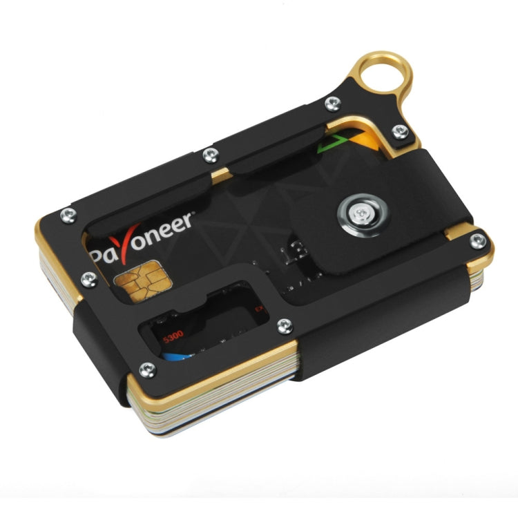 Aluminum Alloy Card Holder Leather Wallet Multifunctional Adjustable Snap Button Pocket Wallet