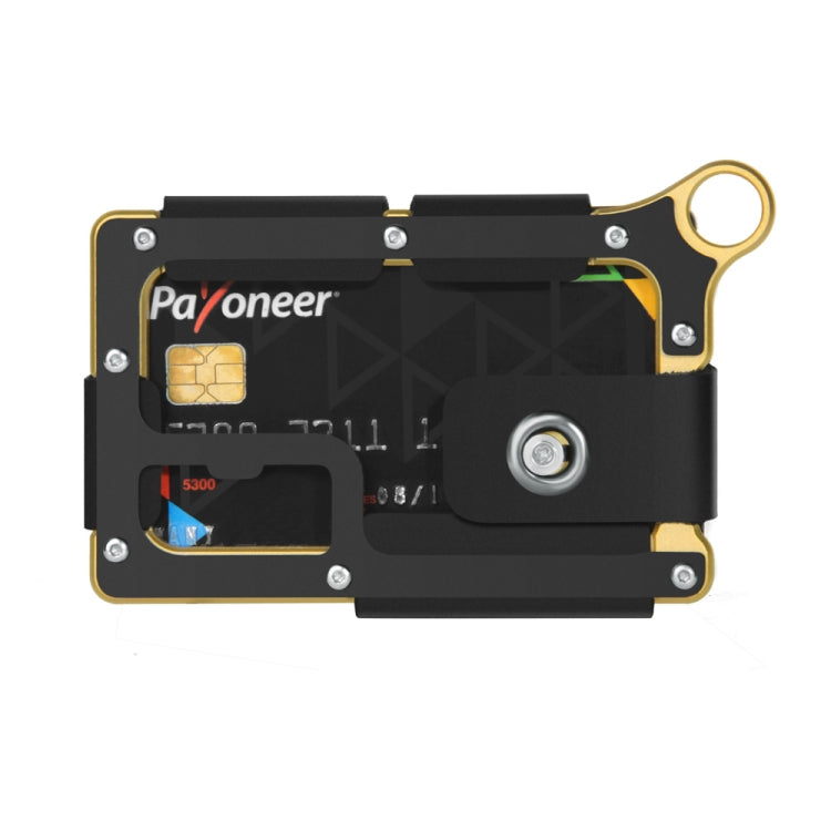 Aluminum Alloy Card Holder Leather Wallet Multifunctional Adjustable Snap Button Pocket Wallet