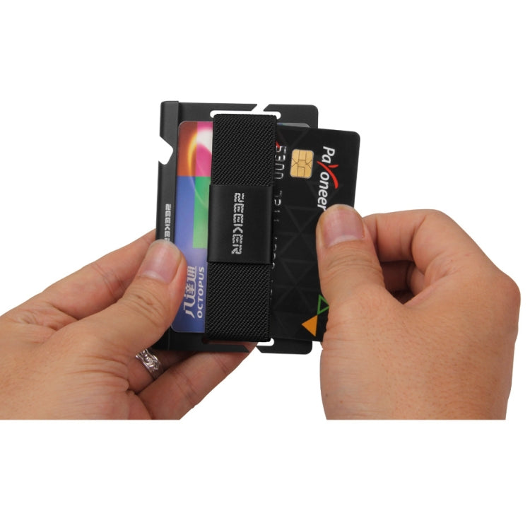ZEEKER JK03  Aluminum Alloy Card Holder Multi-Function Elastic Band Women And Men Wallet Metal Business Card Holder
