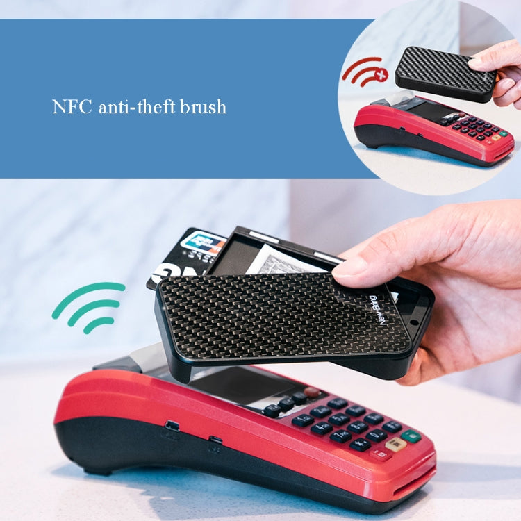 New-Bring Metal Card Holder RFID Anti-Theft Magnetic Automatic Shift Business Card Sase Waterproof Wallet, Red, Blue, Carbon Fiber