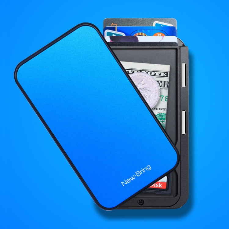 New-Bring Metal Card Holder RFID Anti-Theft Magnetic Automatic Shift Business Card Sase Waterproof Wallet, Red, Blue, Carbon Fiber