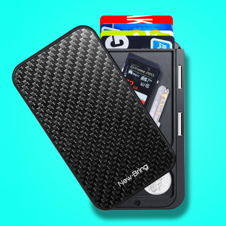 New-Bring Metal Card Holder RFID Anti-Theft Magnetic Automatic Shift Business Card Sase Waterproof Wallet, Red, Blue, Carbon Fiber