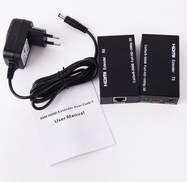 1 Pair HW-YD60 HDMI Extender 1080P Signal Amplifier, Effective Distance: 60m, EU Plug
