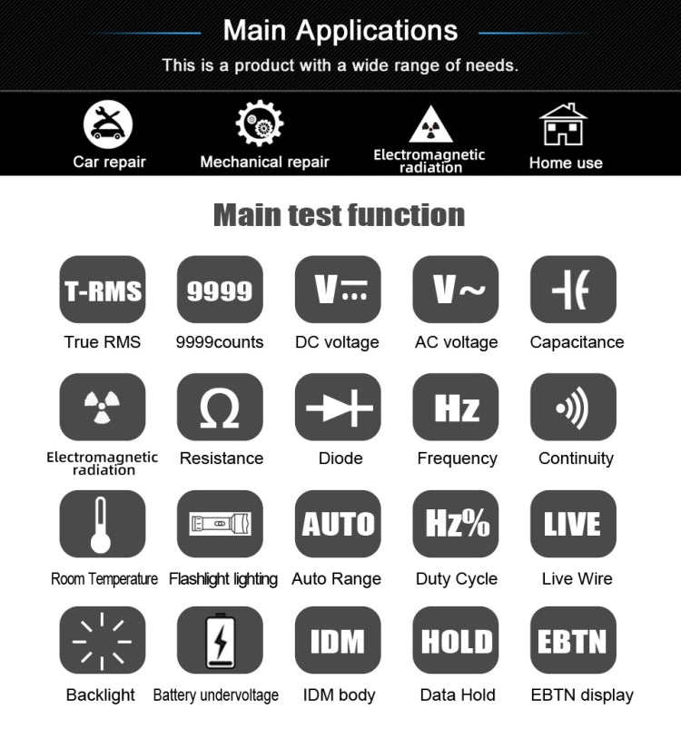 BSIDE S20 Intelligent Large Screen Electromagnetic Radiation Multimeter Tester
