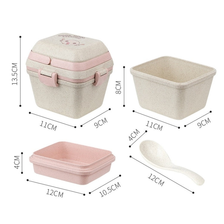 Wheat Straw Portable Three-Layer Lunch Box Can Be Microwaved