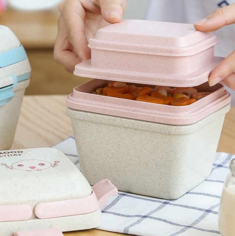 Wheat Straw Portable Three-Layer Lunch Box Can Be Microwaved