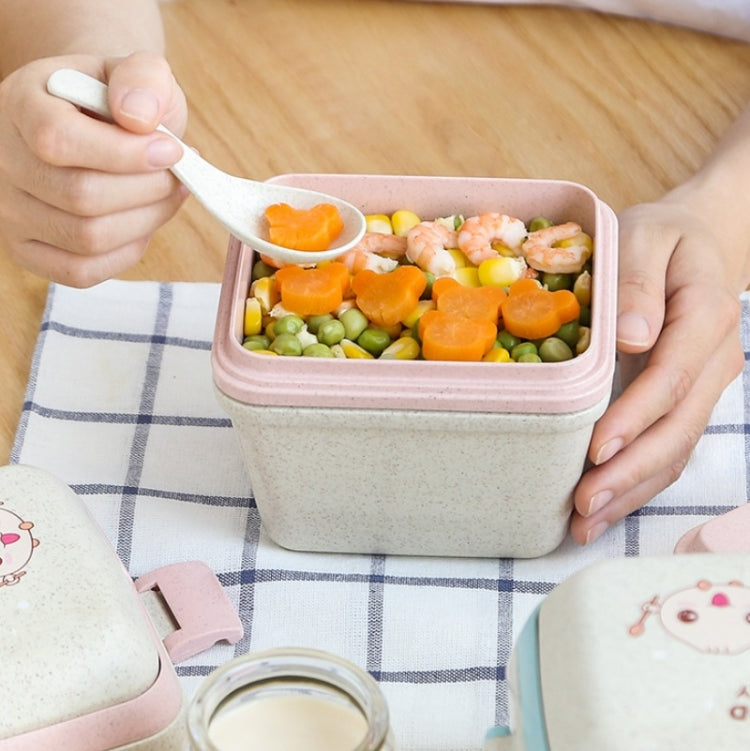 Wheat Straw Portable Three-Layer Lunch Box Can Be Microwaved