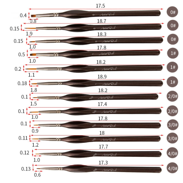 12 PCS/Set  Painting Triangle Rod Two-Color Nylon Hair Hook Line Pen Watercolor Brush Pen Art Supplies