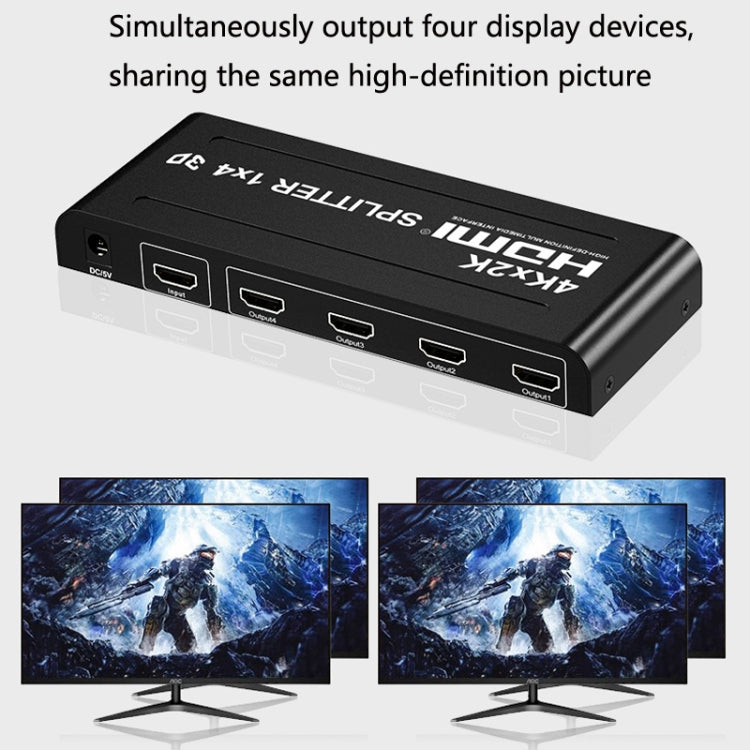 HW-4K104D 1 to 4 4K X 2K Video High-Definition On-Screen HDMI Splitter