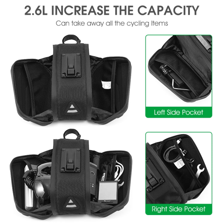 WEST BIKING Large Capacity 2.6L Bicycle Tail Bag Hard Shell Saddle Bag Adjustable Bracket Seat Cushion Tail Bag