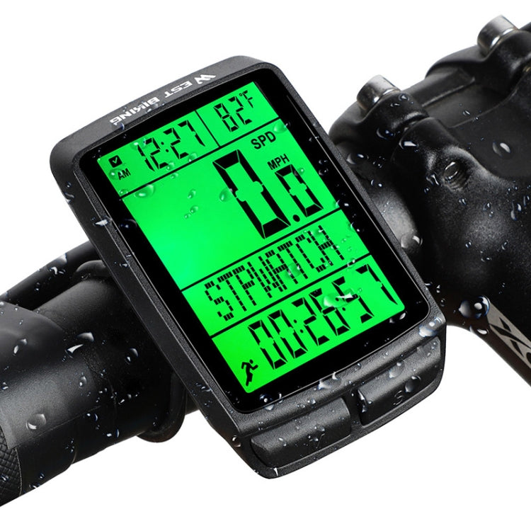 WEST BIKING 5 Languages Bicycle Waterproof Backlight Multifunction Wireless Odometer Speedometer