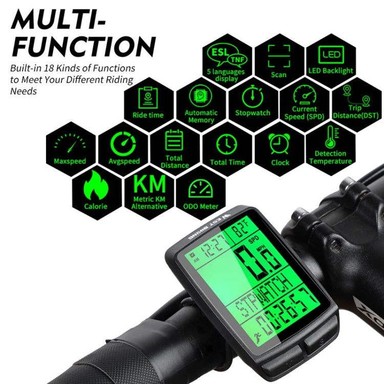 WEST BIKING 5 Languages Bicycle Waterproof Backlight Multifunction Wireless Odometer Speedometer