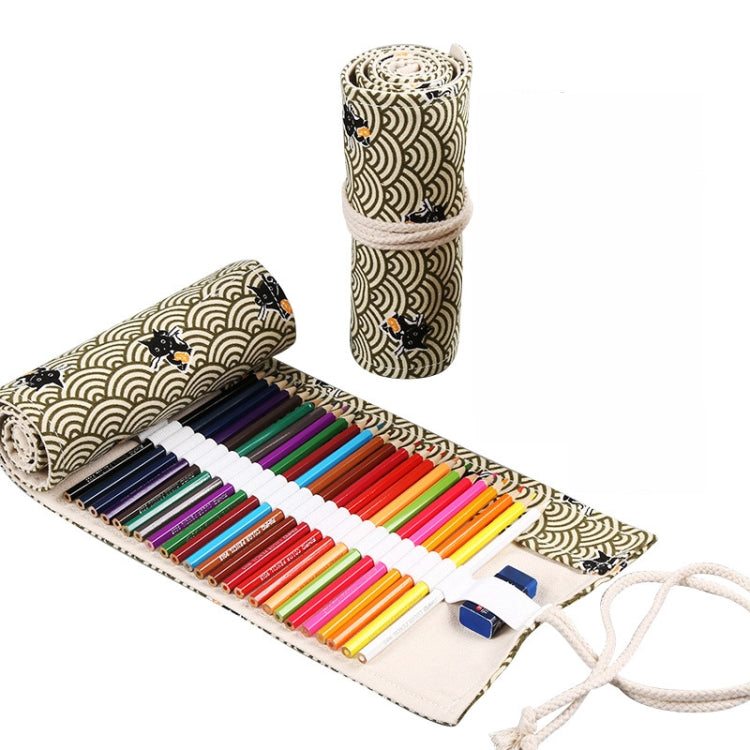 Handmade Canvas Pen Curtain Large-Capacity Pencil Case For Boys And Girls Color Pencil Sketch Stationery Box