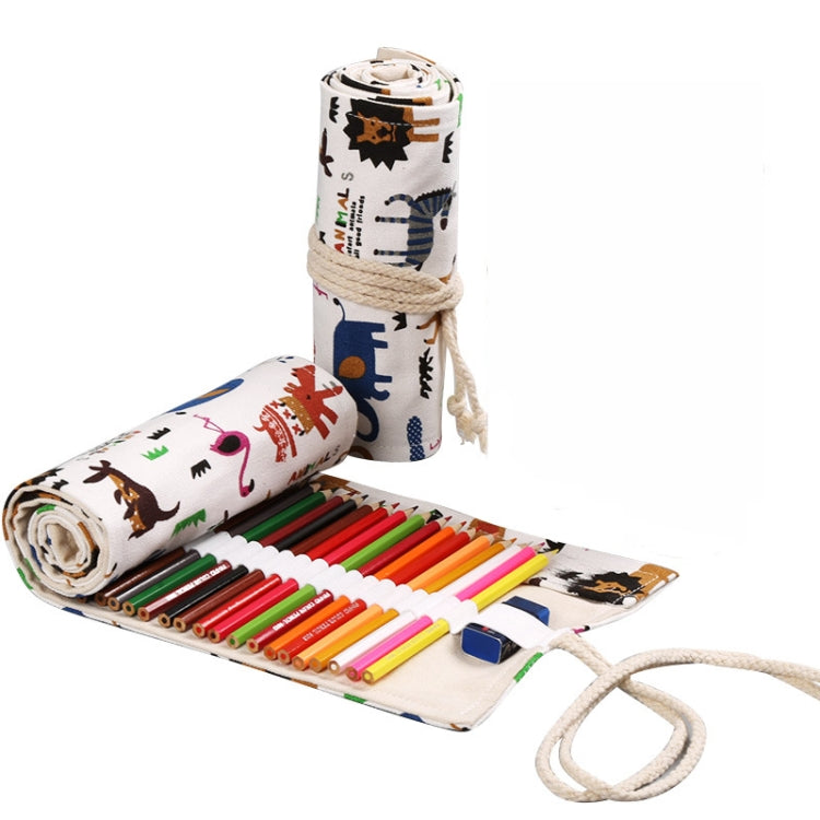 Handmade Canvas Pen Curtain Large-Capacity Pencil Case For Boys And Girls Color Pencil Sketch Stationery Box, 36 Holes, 48 Holes