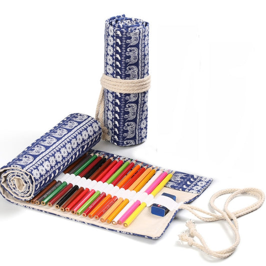 Handmade Canvas Pen Curtain Large-Capacity Pencil Case For Boys And Girls Color Pencil Sketch Stationery Box, 36 Holes, 48 Holes