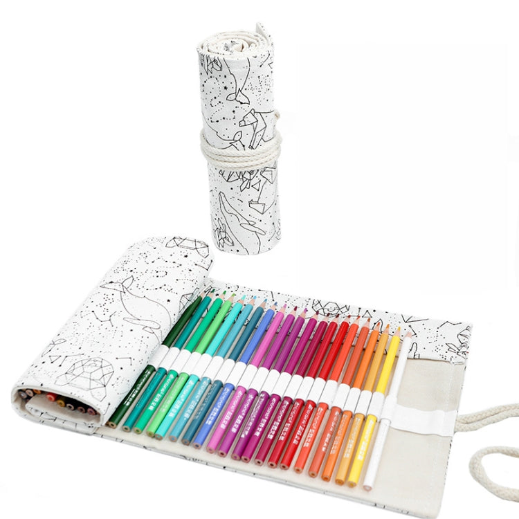 Handmade Canvas Pen Curtain Large-Capacity Pencil Case For Boys And Girls Color Pencil Sketch Stationery Box, 36 Holes, 48 Holes