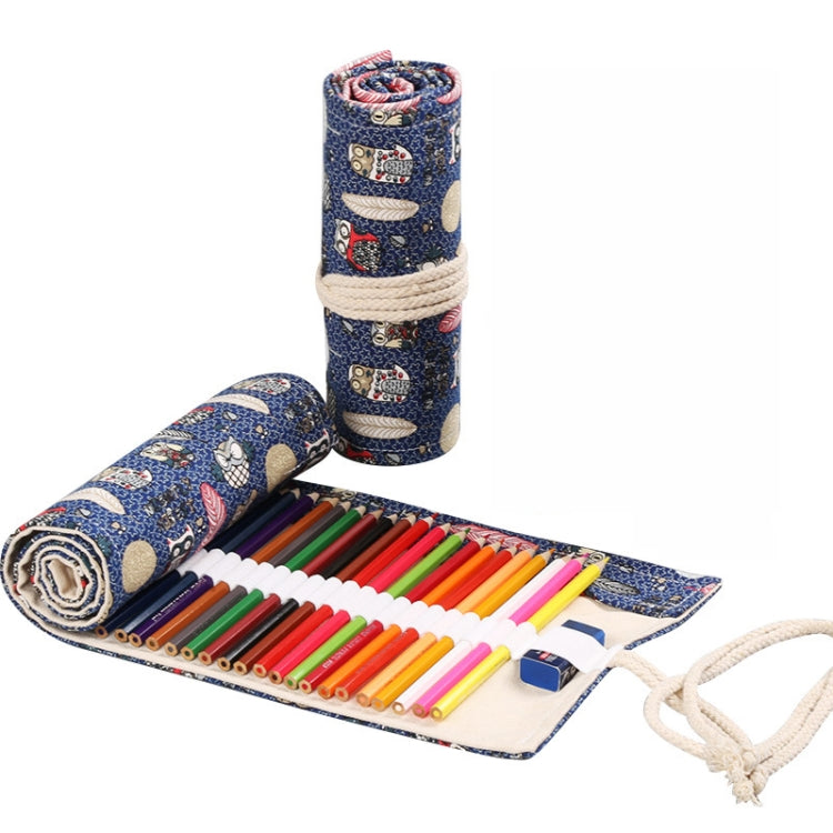 Handmade Canvas Pen Curtain Large-Capacity Pencil Case For Boys And Girls Color Pencil Sketch Stationery Box, 36 Holes, 48 Holes