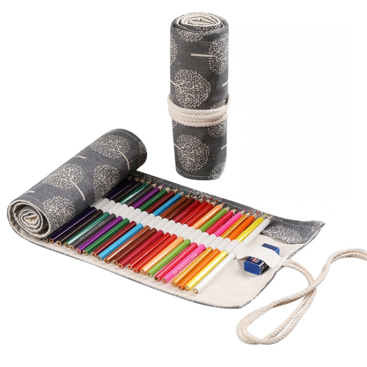 Handmade Canvas Pen Curtain Large-Capacity Pencil Case For Boys And Girls Color Pencil Sketch Stationery Box, 36 Holes, 48 Holes