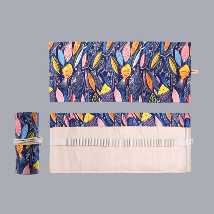 Handmade Canvas Pen Curtain Large-Capacity Pencil Case For Boys And Girls Color Pencil Sketch Stationery Box, 72 Holes