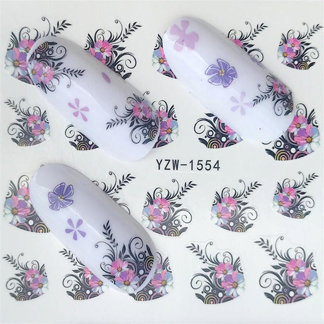 10 PCS Summer Colorful Nail Sticker Water Transfer Nail Decorations