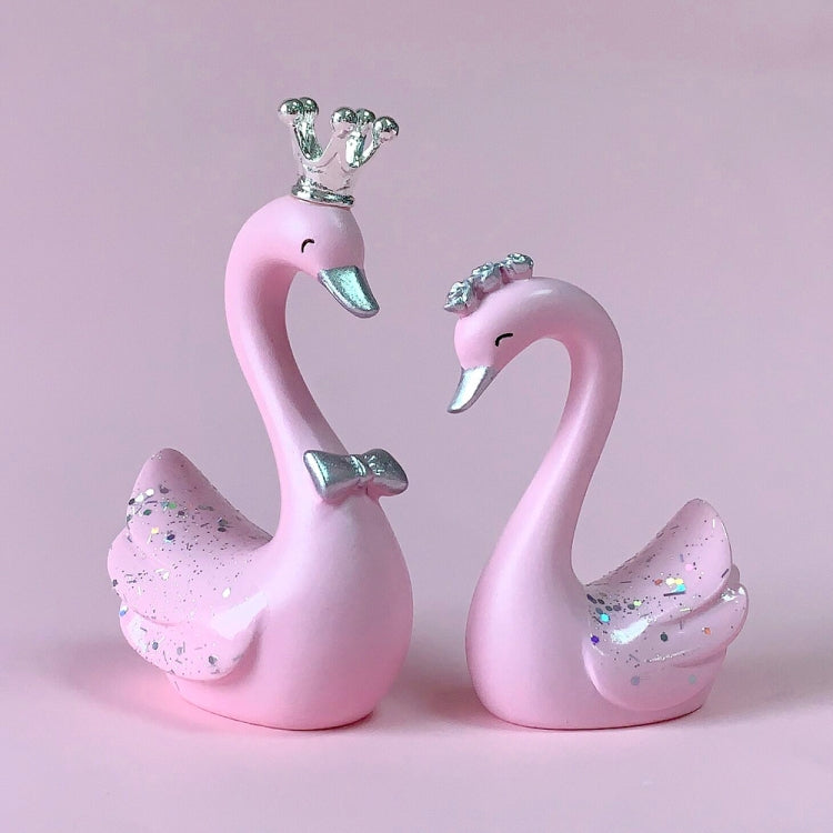 2pcs /Pair Swan Resin Car Decoration Birthday Cake Tanabata Valentine Day Decoration