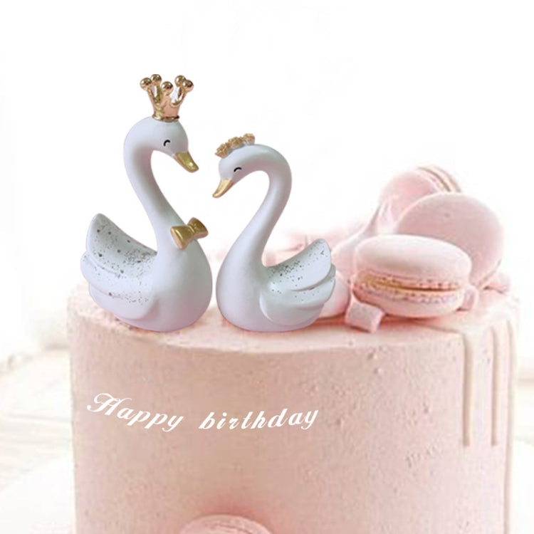 2pcs /Pair Swan Resin Car Decoration Birthday Cake Tanabata Valentine Day Decoration