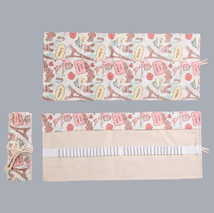 Tower Canvas Handmade Pen Curtain Roll Pen Bag  Sketch Color Pencil Bag