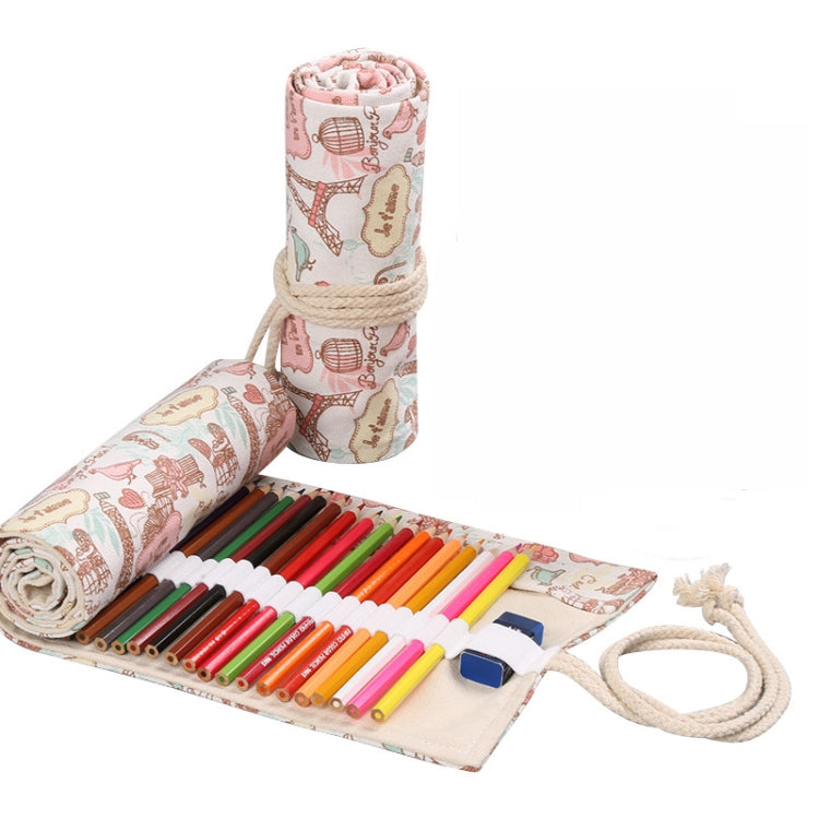 Tower Canvas Handmade Pen Curtain Roll Pen Bag  Sketch Color Pencil Bag