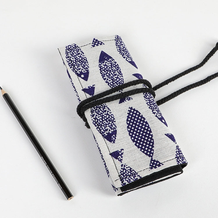 12 Holes Saury Hand Canvas Pen Curtain Color Lead Roller Pen Bag Storage Stationery Box