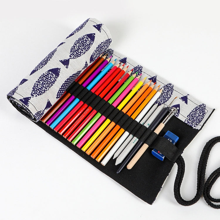 12 Holes Saury Hand Canvas Pen Curtain Color Lead Roller Pen Bag Storage Stationery Box