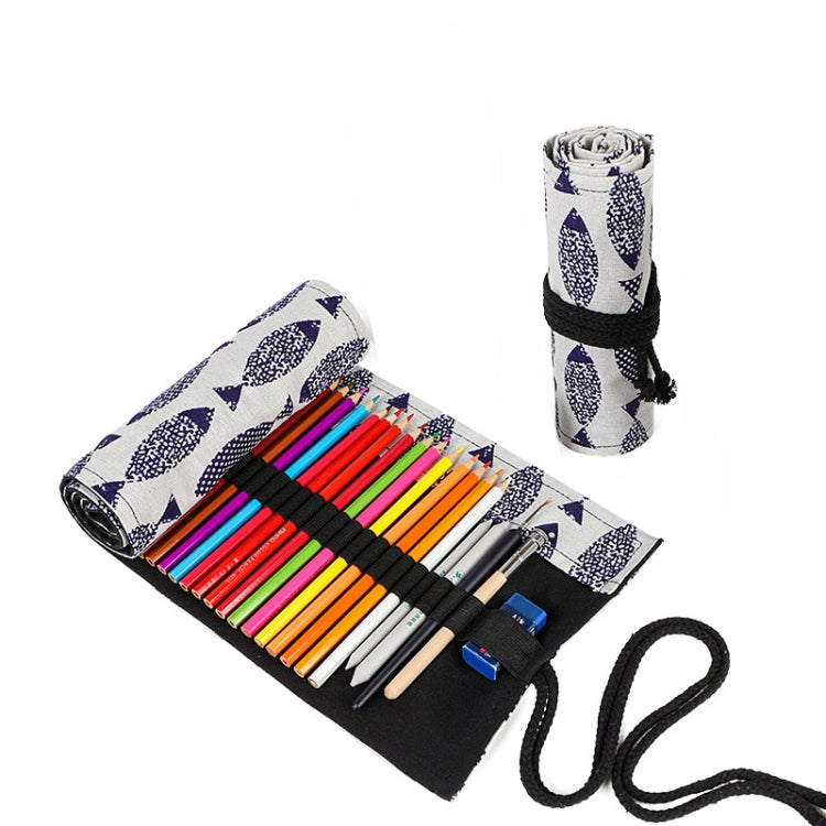 12 Holes Saury Hand Canvas Pen Curtain Color Lead Roller Pen Bag Storage Stationery Box