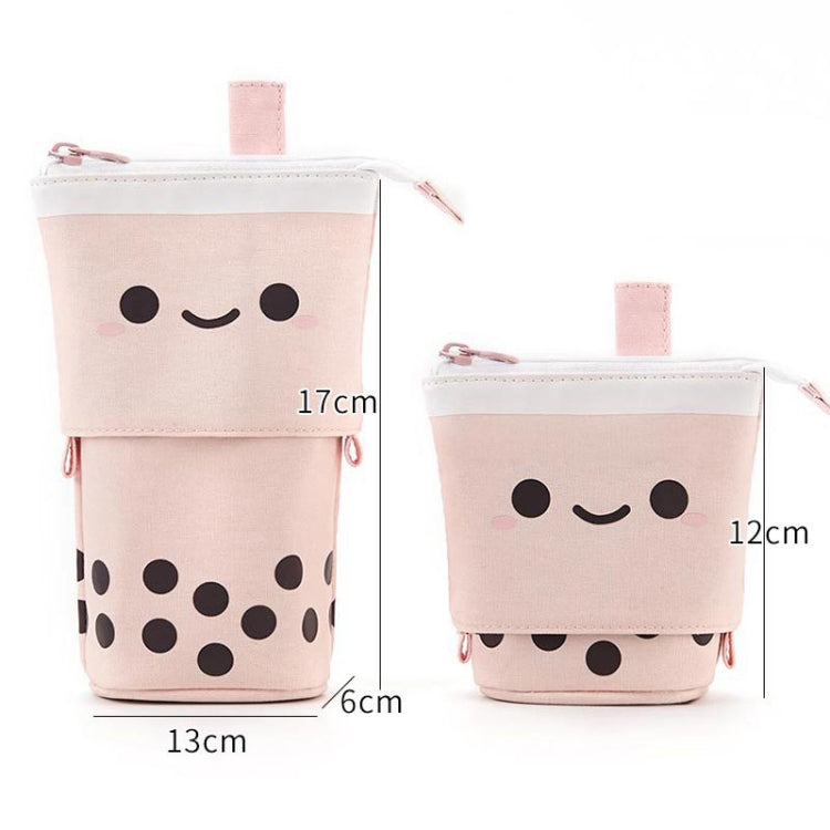 ANGOO Cute Girl Heart Multifunctional Pen Holder Stationery Retractable Storage Bag, Taro Milk Tea, Peach Milk Tea, Blue Silk Velvet Tea, Coffee Milk Tea, Mango Tea, Pink Wave Point, Gray Wave Point, Blue Point, Black Point, Pink (Canvas + PU)         ...
