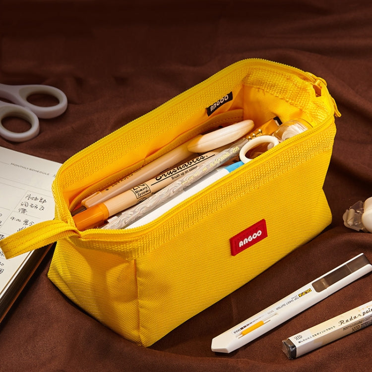 ANGOO Large-Capacity Student Stationery Bag Pure Color Simple Boat Shape Pencil Case