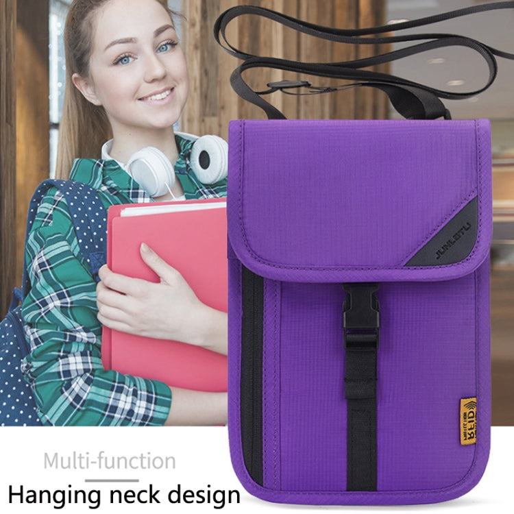 1062 Travel Passport Bag RFID Multi-Function Document Holder Hanging Neck Ticket Protective Case