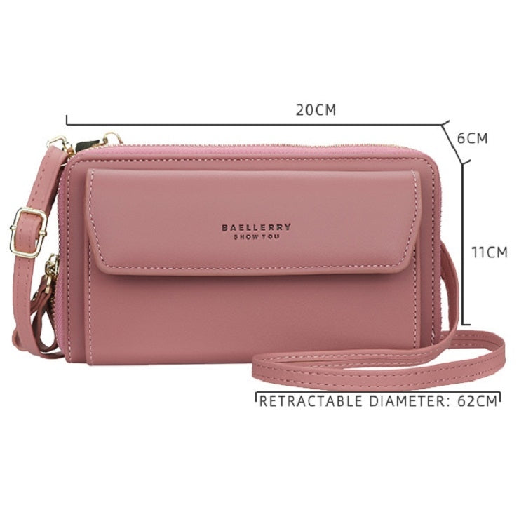 Baellerry Ladies Single Shoulder Messenger Bag Large Capacity Double Zipper Mobile Phone Bag