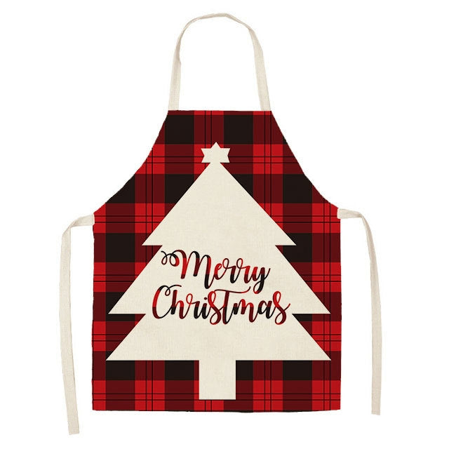 Christmas Plaid Series Cotton And Linen Apron Household Cleaning Overalls