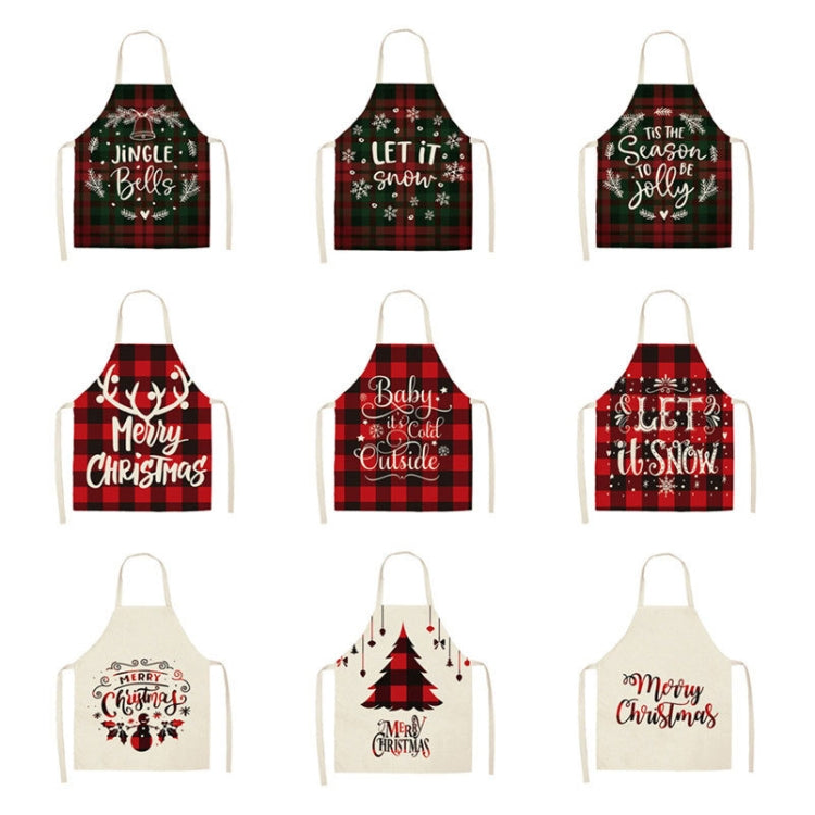 Christmas Plaid Series Cotton And Linen Apron Household Cleaning Overalls