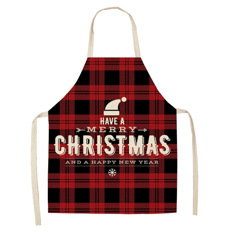 Christmas Plaid Series Cotton And Linen Apron Household Cleaning Overalls