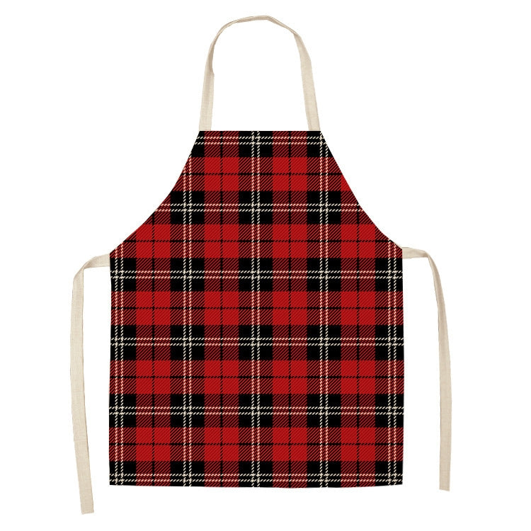 Christmas Plaid Series Cotton And Linen Apron Household Cleaning Overalls