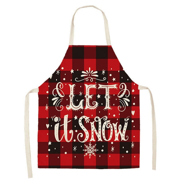 Christmas Plaid Series Cotton And Linen Apron Household Cleaning Overalls, 47 x 38cm