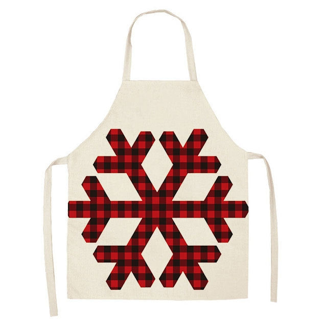 Christmas Plaid Series Cotton And Linen Apron Household Cleaning Overalls, 47 x 38cm