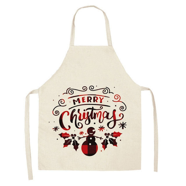 Christmas Plaid Series Cotton And Linen Apron Household Cleaning Overalls, 47 x 38cm