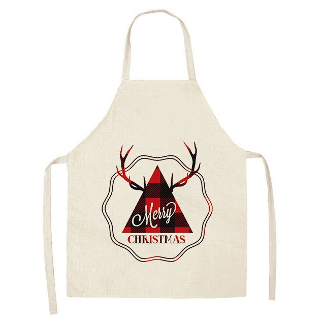 Christmas Plaid Series Cotton And Linen Apron Household Cleaning Overalls, 47 x 38cm